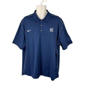 Nike Golf Dri Fit Polo Shirt Men Size XXL Performance Blue US Open Embroidered